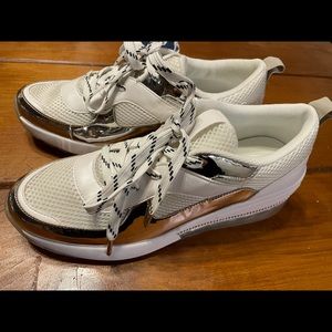 BCBG Wedding Silver Trim Sneakers sz 10